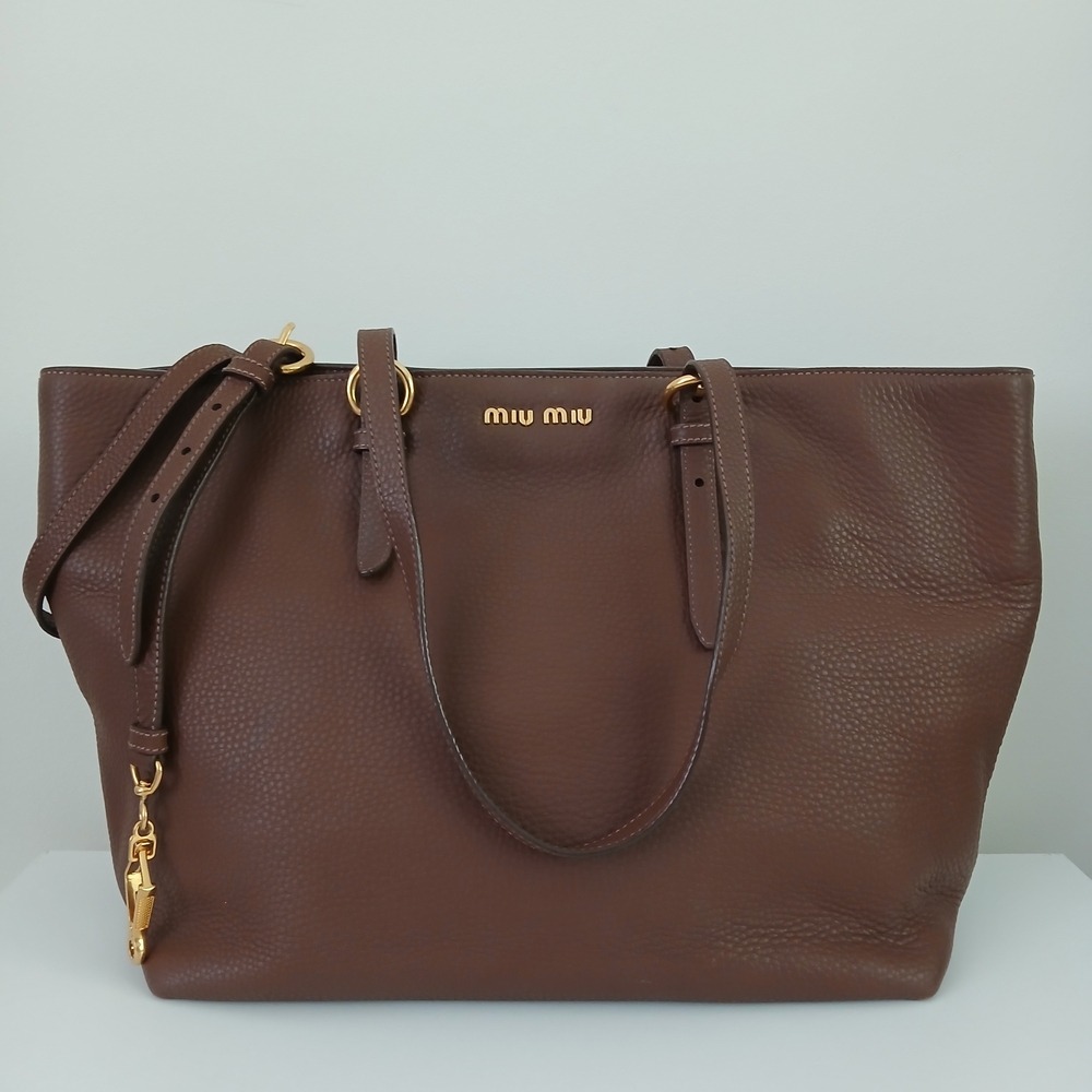 Miu Miu Brown Leather Tote Bag